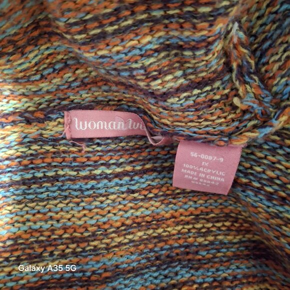 Multicolor Woman Within Open Cardigan Sweater Size 1X 100% Acrylic Lightweight K - Picture 5 of 7
